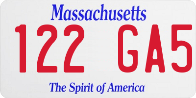 MA license plate 122GA5