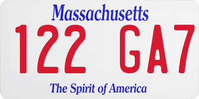 MA license plate 122GA7