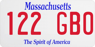 MA license plate 122GB0