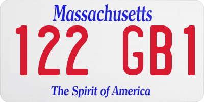 MA license plate 122GB1