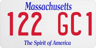 MA license plate 122GC1