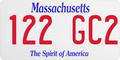 MA license plate 122GC2