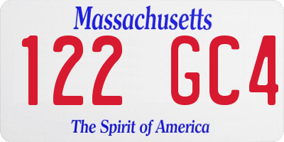 MA license plate 122GC4