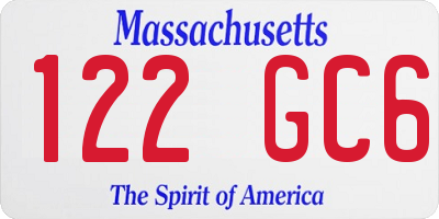 MA license plate 122GC6