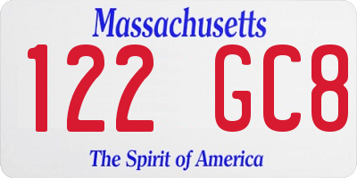 MA license plate 122GC8