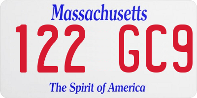 MA license plate 122GC9