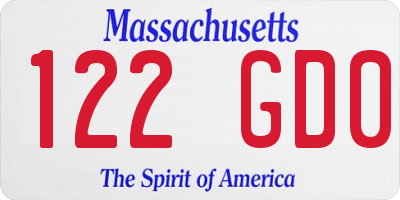 MA license plate 122GD0