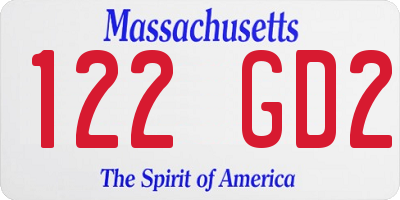 MA license plate 122GD2