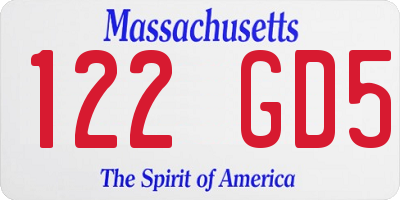 MA license plate 122GD5