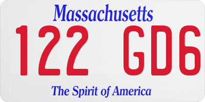 MA license plate 122GD6