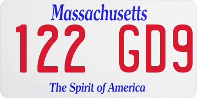 MA license plate 122GD9