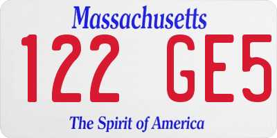 MA license plate 122GE5