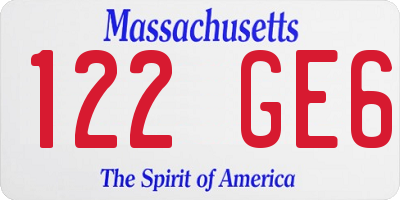MA license plate 122GE6