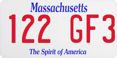MA license plate 122GF3