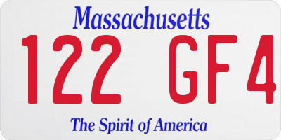 MA license plate 122GF4