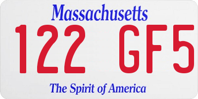 MA license plate 122GF5