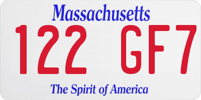 MA license plate 122GF7