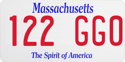 MA license plate 122GG0