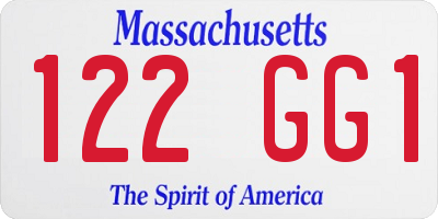 MA license plate 122GG1