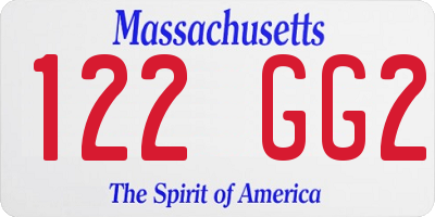 MA license plate 122GG2