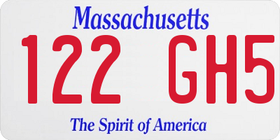 MA license plate 122GH5