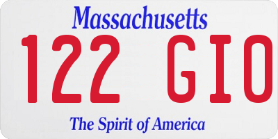 MA license plate 122GI0