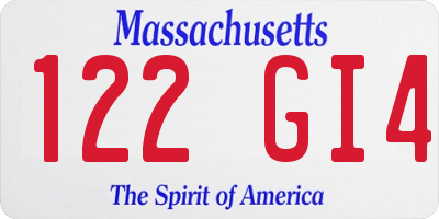 MA license plate 122GI4