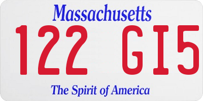 MA license plate 122GI5