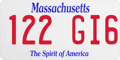 MA license plate 122GI6