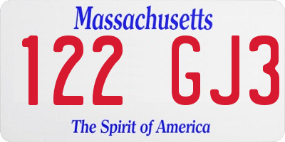 MA license plate 122GJ3