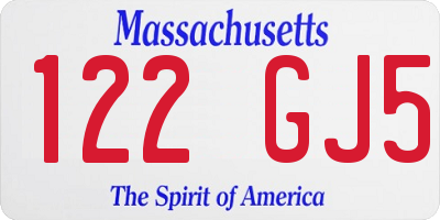 MA license plate 122GJ5