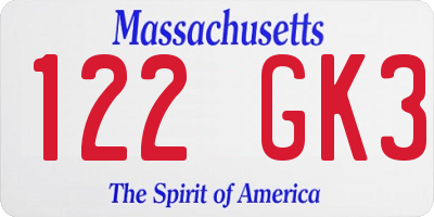 MA license plate 122GK3