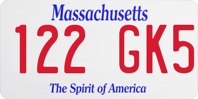 MA license plate 122GK5