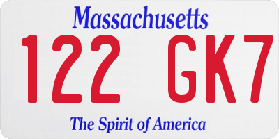 MA license plate 122GK7