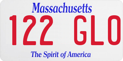 MA license plate 122GL0
