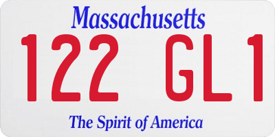 MA license plate 122GL1