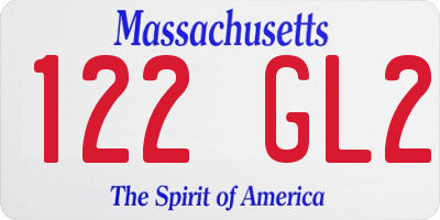 MA license plate 122GL2