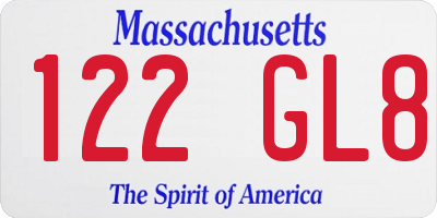 MA license plate 122GL8