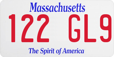 MA license plate 122GL9