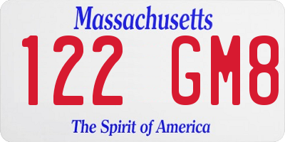 MA license plate 122GM8
