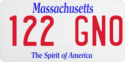 MA license plate 122GN0