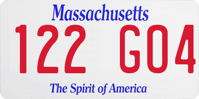 MA license plate 122GO4
