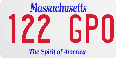 MA license plate 122GP0