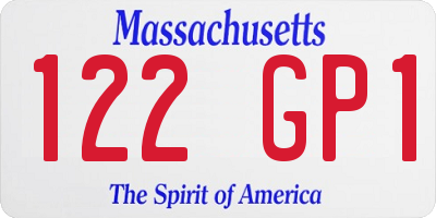 MA license plate 122GP1