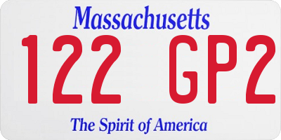 MA license plate 122GP2