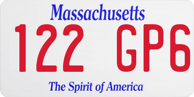 MA license plate 122GP6