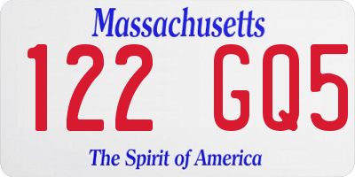 MA license plate 122GQ5