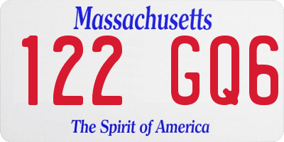 MA license plate 122GQ6