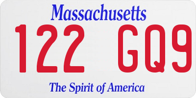 MA license plate 122GQ9