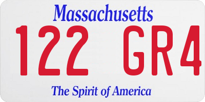 MA license plate 122GR4